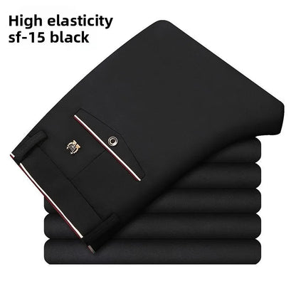 Men's Stretch Dress Pants Wrinkle Free, Slim Fit Business Trousers for Office, Spring Summer Lightweight Chino Slacks Black Blue