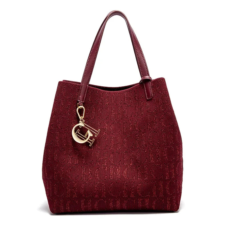 Women's Handbag Large Capacity Women's Simple Daily Commute Versatile Solid Color Letter Printed Design Shoulder Bag
