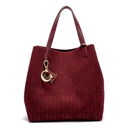 Women's Handbag Large Capacity Women's Simple Daily Commute Versatile Solid Color Letter Printed Design Shoulder Bag