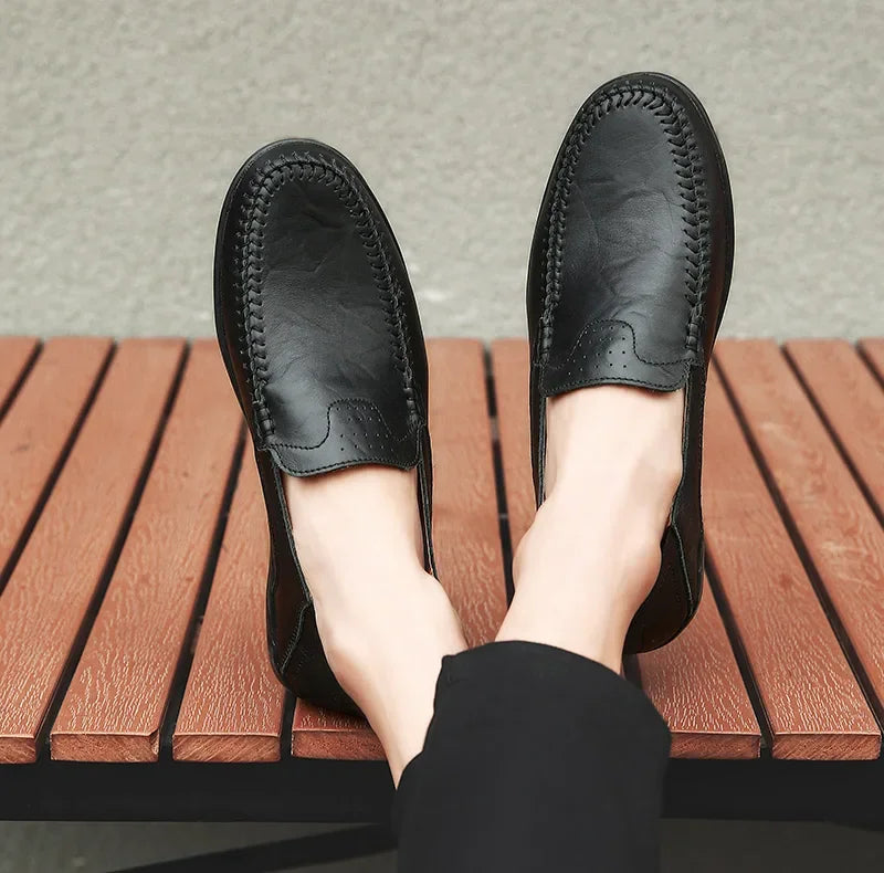 Genuine Leather Men Casual Shoes Luxury Brand Formal Men Loafers Moccasins Italian Breathable Slip on Male Boat Shoes Size 37-47