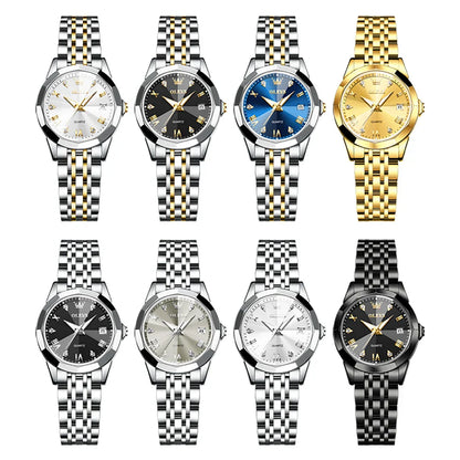Elegant Fashion Women's Watches Luxury Brand Original Quartz Watch for Ladies Waterproof Stainless Steel Luminous Date