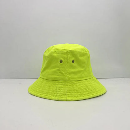 Fluorescent Green Bucket Hat Four Seasons Candy Color Personalized Street Dance Fashion Style Women's and Men's Fisherman Hat