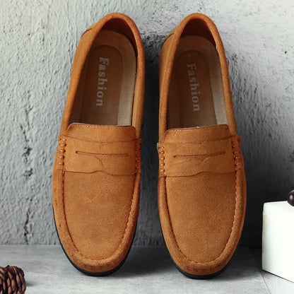 Men Casual Shoes Fashion Suede Leather Men Loafers High Quality Moccasins Slip On Men's Flats Lightweight Driving Shoes 38-47