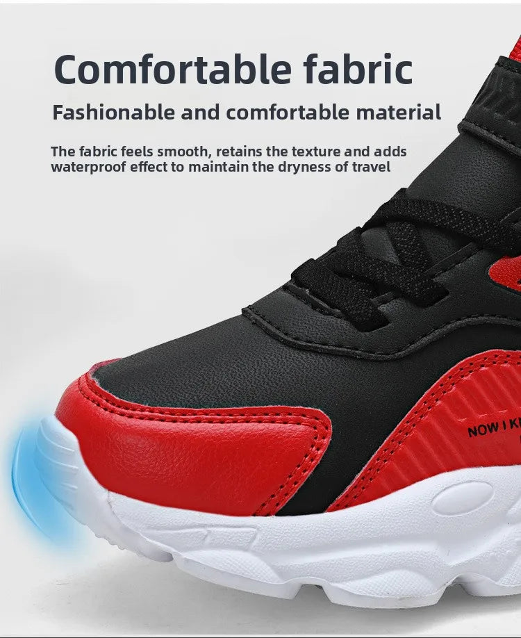 Boys Autumn Leather Sneakers Children Waterproof Wear-resistant Basketball Shoes Boys Color blocking Casual Soft soled Sneakers