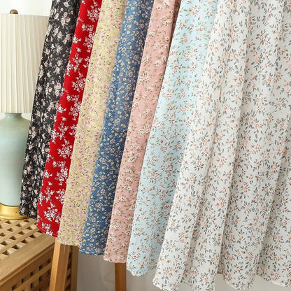 Women's Summer Skirts Vintage Floral Printed Chiffon Skirts High-waisted Elastic Waist Relaxed Mid-length Skirts Beach Skirts