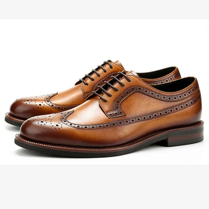 Men's Genuine Leather Business Formal Dress Shoes Classic Office Footwear Breathable Soft Leather Lined Slip-On Work Shoes
