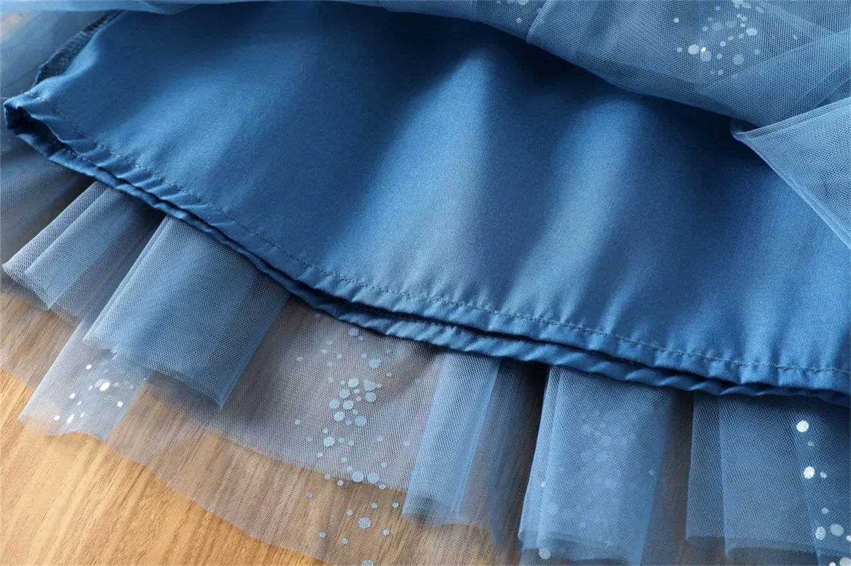 2026 Summer 1-5Y Korean Style Girls Suspender Dress Kids Flutter Sleeve Mesh Breathable Daily Party Dress Children Clothes