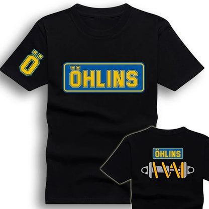 Tees Men Ohlins Shock Suspension Car Motorcycle Sport Racing T Shirt Summer Casual Oversized men's Short sleeve