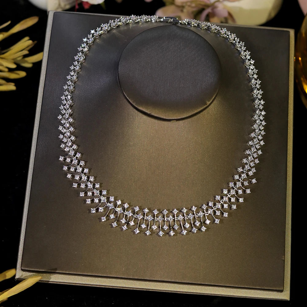 Fashion CZ Bride Indian Jewelry Set for Women Water Drop Wedding Design Choker Necklace Girlfriend birthday Gifts X0520