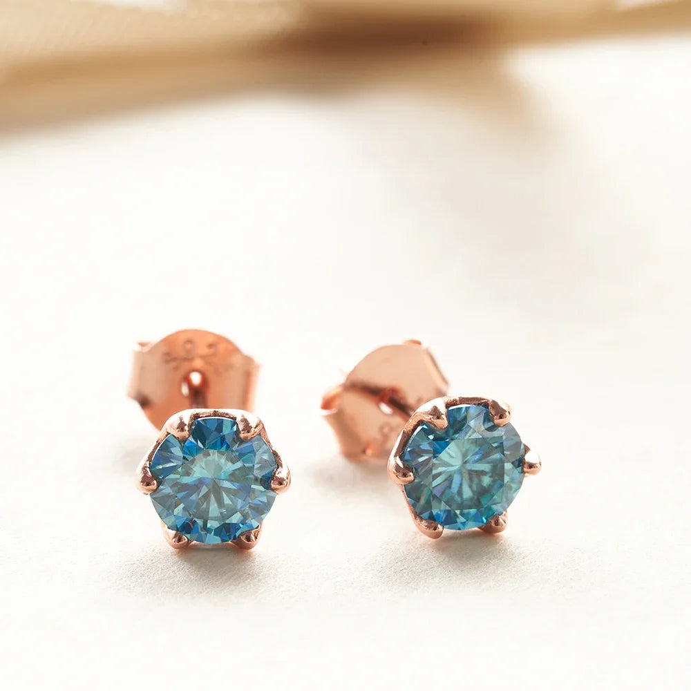 0.5ct-1ct D Color Certified Moissanite Stud Earrings Lab Created Diamond 925 Sterling Silver Gold Plated Wedding Jewelry