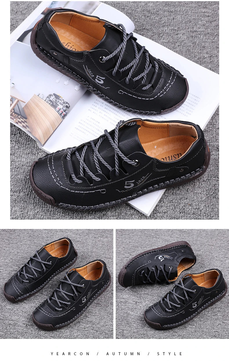 Men Leather Casual Shoes Outdoor Comfortable High Quality Fashion Soft Homme Classic Ankle Non-slip Flats Moccasin Trend
