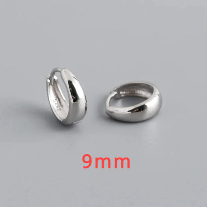 100% 925 Sterling Silver 18K 6/7/8/9/10mm Round Hoop Earrings for Women Classic Fine Jewelry Minimalist Accessories
