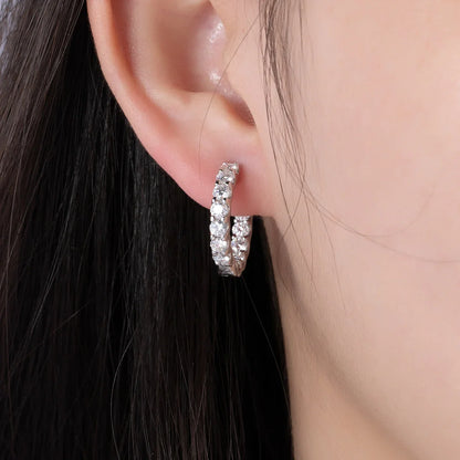 3mm 2.6cttw D Color Moissanites Hoop Earrings 925 Sterling Silver Luxury Huggie Earring for Women Jewelry Wholesale
