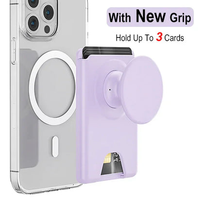 Universal Magnetic Wallet With Expanding Phone Grip,Phone Card Holder Solid SocketWallet For IPhone Samsung Wallets
