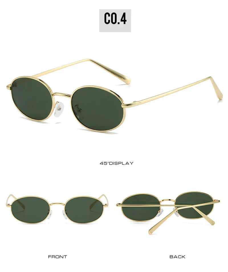 Retro Small Oval Metal Frame Women Sunglasses UV400 Men Punk Sun Glasses
