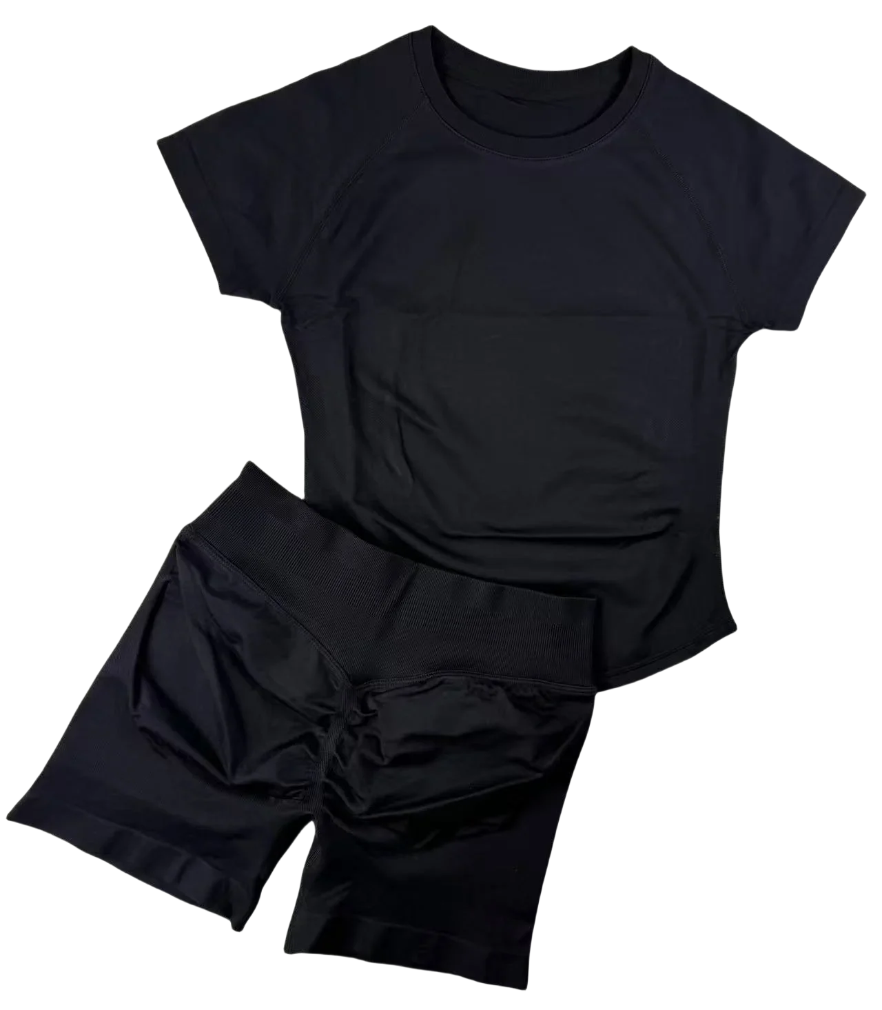 2 Pcs  Impact Sports Sets Short Sleeve Seamless Yoga Top Fitness Set Women Workout Running Sports Shorts Gym Suit