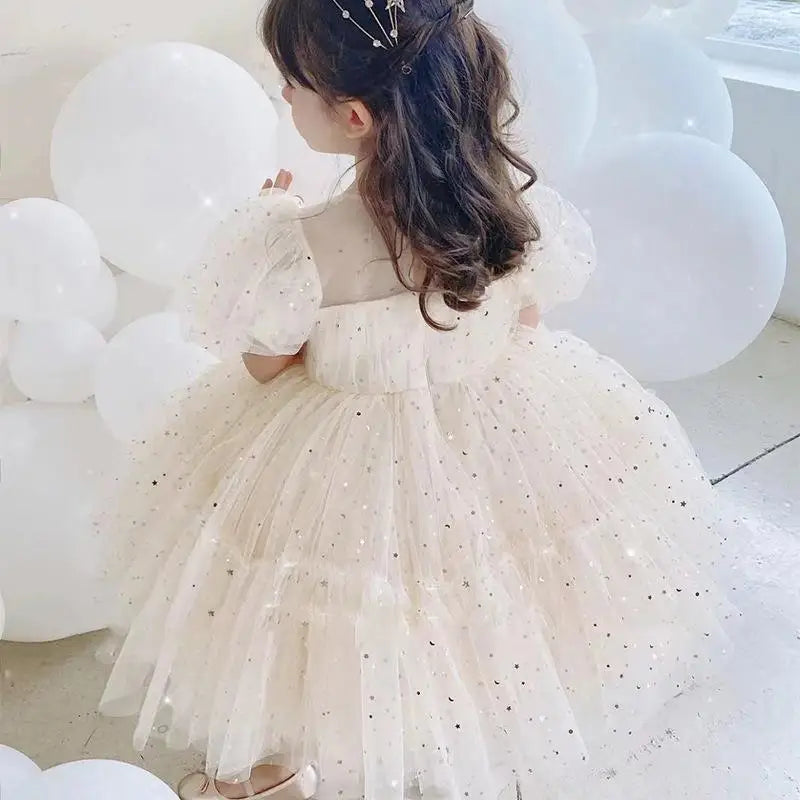 Summer Girls Dress Sequin Ruffles Elegant Toddler Girls Princess Dress For 2-10 Years Kids Party Evening Gown Kids Dresses