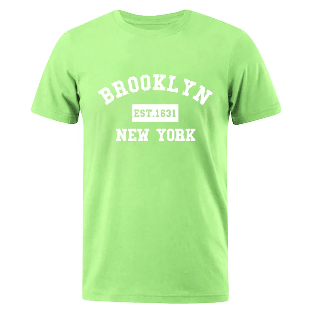 Brooklyn Est. 1631 New York Letter Print T-Shirt Man Casual Loose T-Shirts Summer Cotton Tops Fashion Breathable Tee Clothing