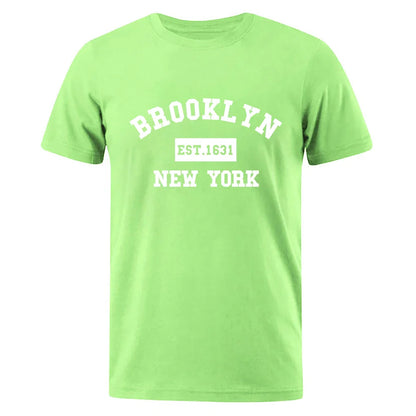 Brooklyn Est. 1631 New York Letter Print T-Shirt Man Casual Loose T-Shirts Summer Cotton Tops Fashion Breathable Tee Clothing