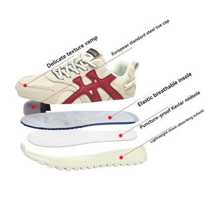 Lightweigh Women safety Shoes Comfor security tennis work shoes woman steel toe Sneakers Breathable Non-Slip summer work boots