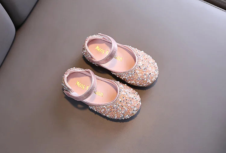 2026 Girls Princess Shoes Spring Children Bow Shoes Leather Shoe Kids Dance Shining Toddler Rhinestone Birthday Party Shoes