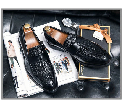 Men's Dress Shoes Formal Leather Loafers Male Tassel Social Casual Business Shoes For Men Wedding Office Party Leather Shoes