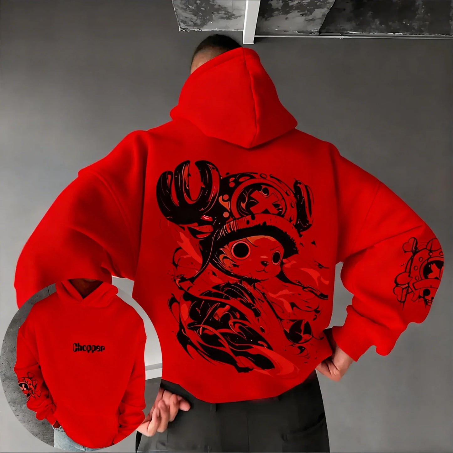 Men's Hoodies  New Tony Tony Chopper Anime Printed Loose Casual Street Hip Hop Parent Child Top