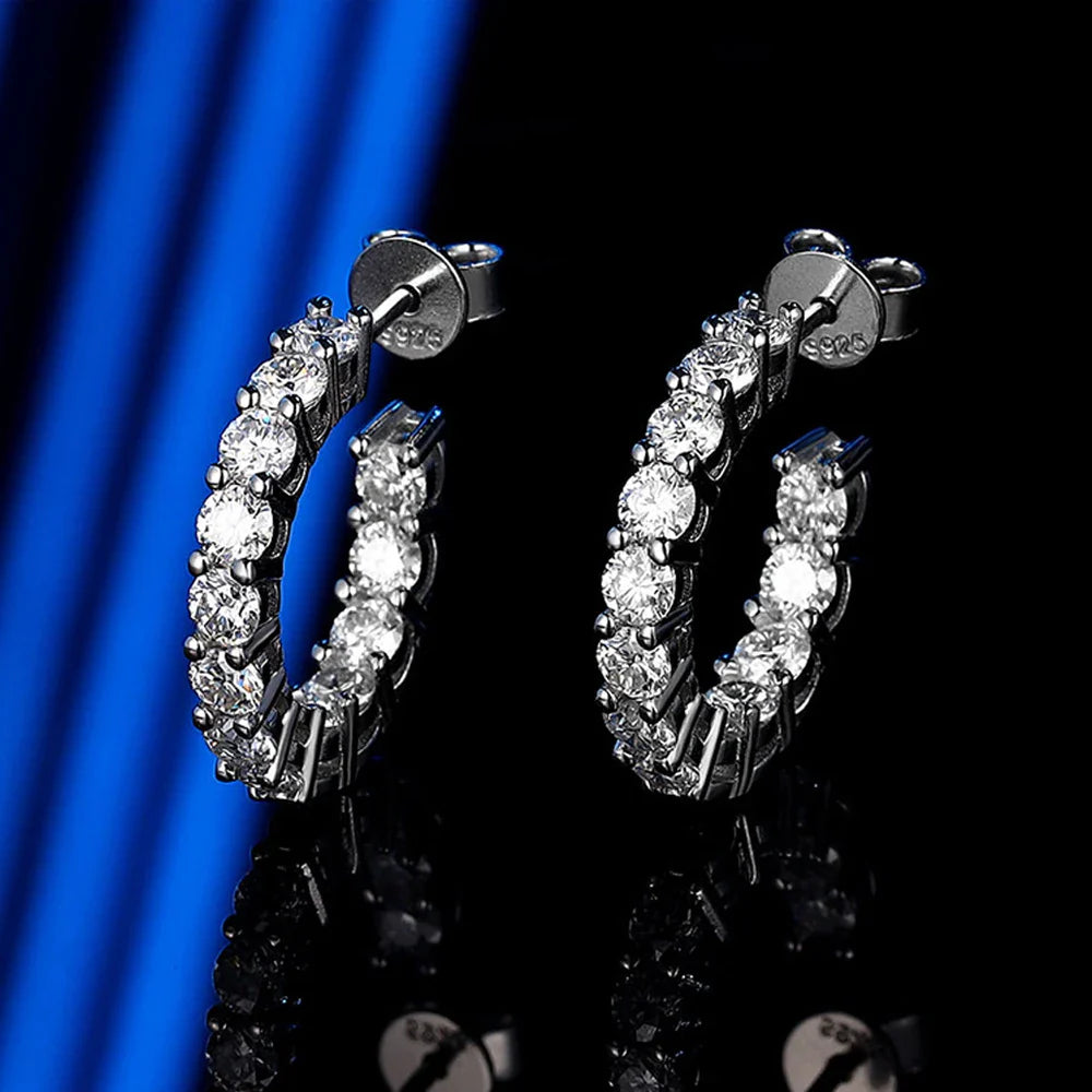 D VVS1 Moissanite Earring 925 Sterling Silver Plated 18k White Gold Fine Jewelry with GRA Wedding Earrings for Women