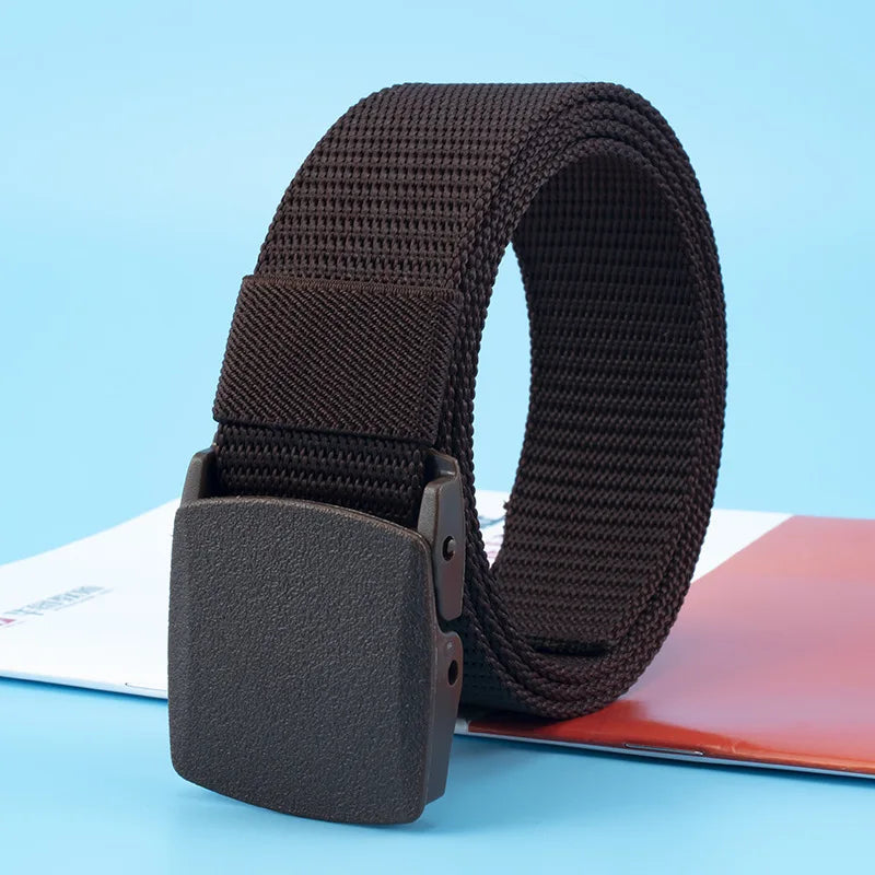 Newest 8 Colors Men Belts Military Nylon Adjustable Belt Outdoor Travel Tactical Waist Belt with Plastic Buckle for Pants 120cm