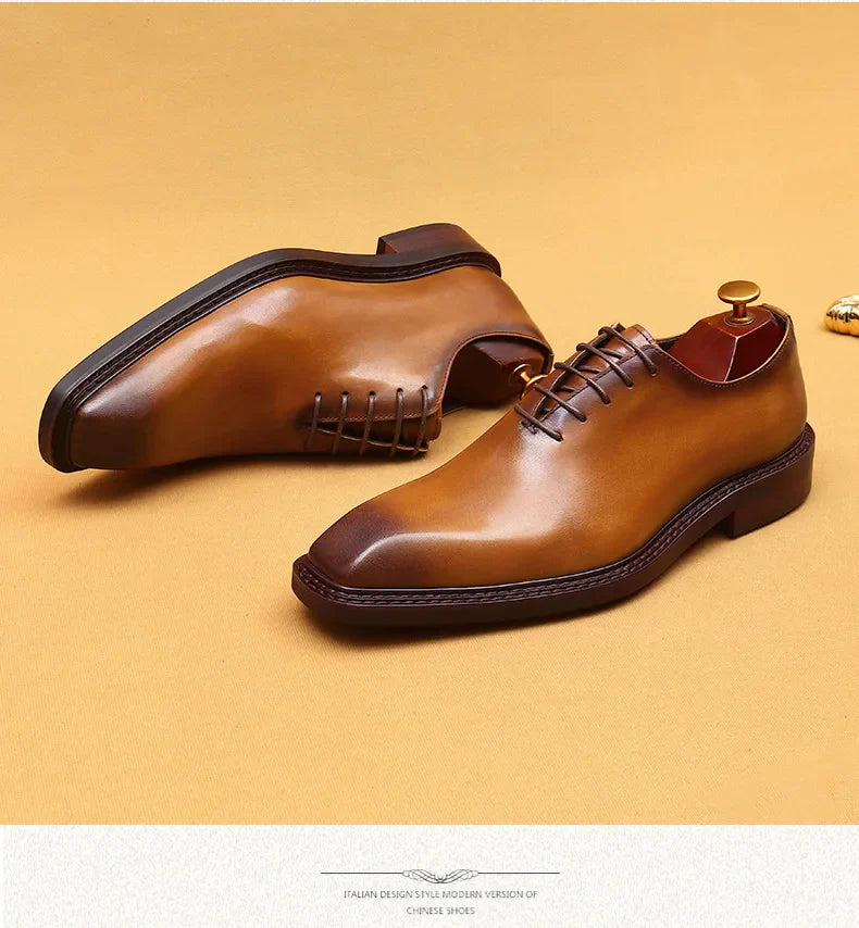 Luxury Brand Mens Oxford Leather Shoes Black Brown Handmade Lace Up Pointed Toe Dress Shoes Wedding Office Business Formal Shoes