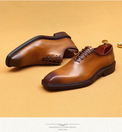 Luxury Brand Mens Oxford Leather Shoes Black Brown Handmade Lace Up Pointed Toe Dress Shoes Wedding Office Business Formal Shoes