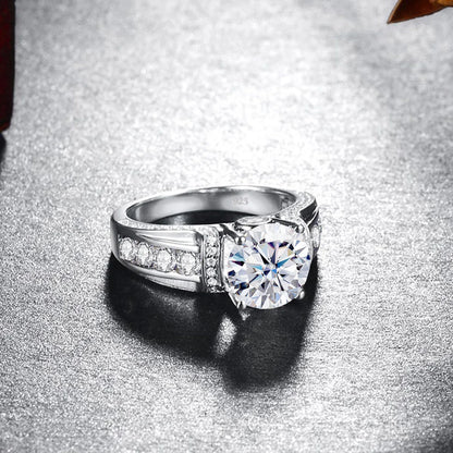 Luxury 2 Carats Moissanite Rings For Women Pure 925 Sterling Silver Wedding Band Female Jewelry Accessories GRA Certified