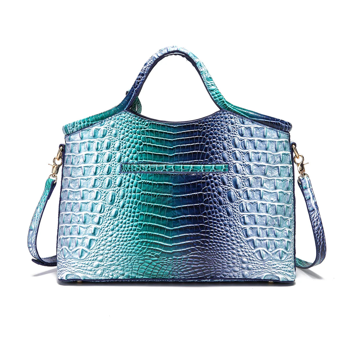 crocodile pattern colorful solid color high-end retro women's handbag
