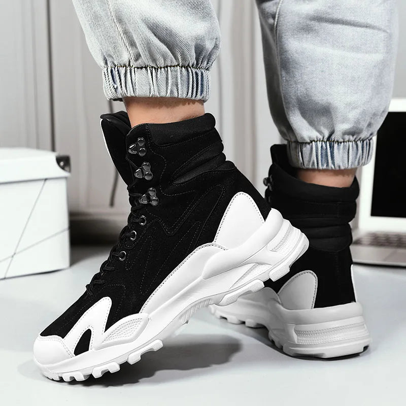 Fashion Men's Boots Comfortable Men Casual Shoes Breathable High Top Sneakers for Men Outdoor Non Slip Mens Ankle Boots Platform