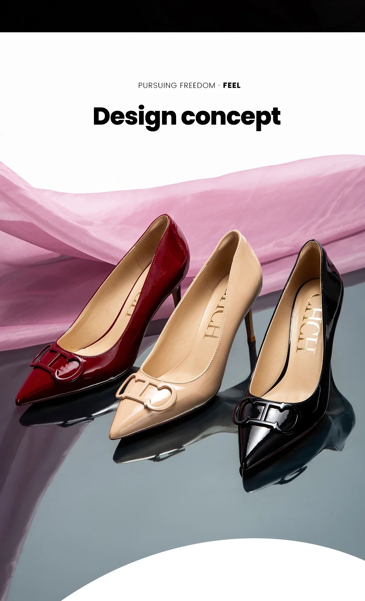 Woman's High Heels Black  New Lacquer Leather Women's Business Wedding Shoes 7cm