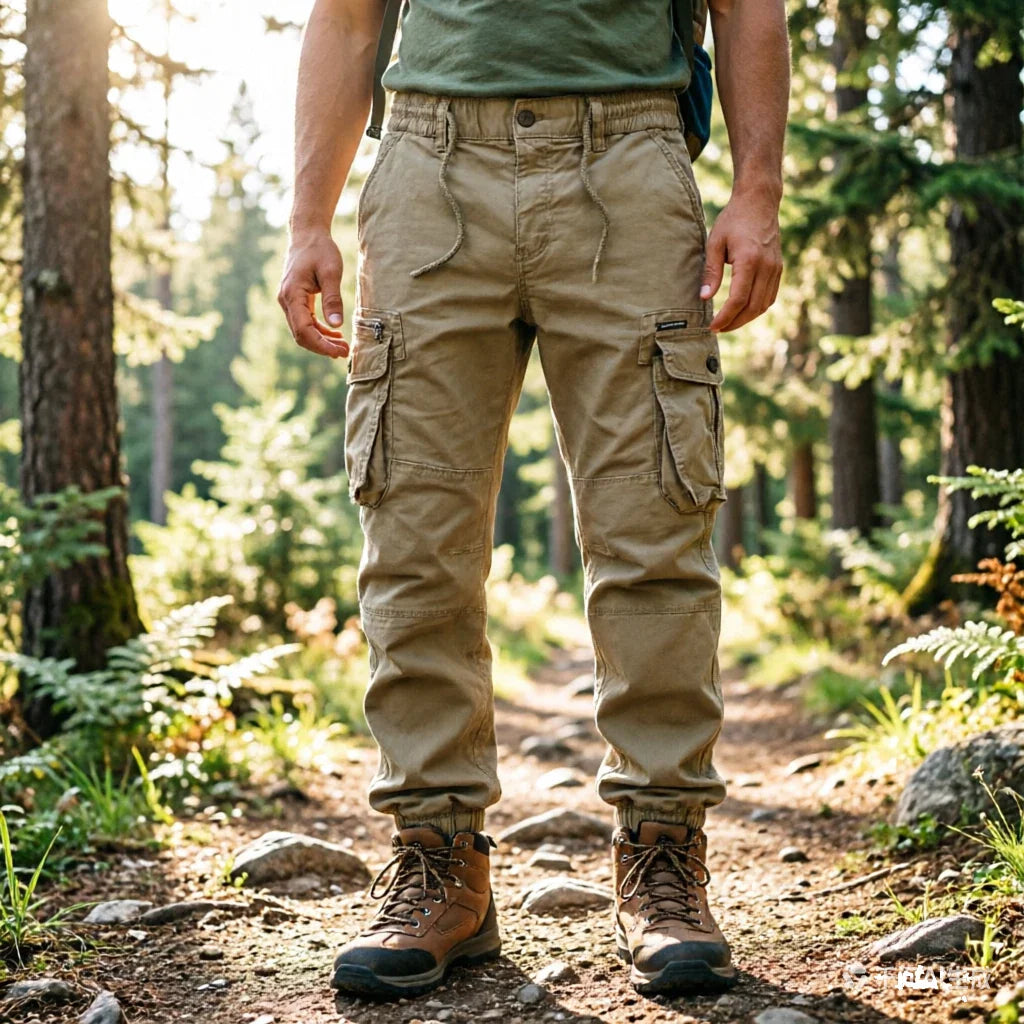 Large Pocket Loose Overalls Men's Outdoor Sports Jogging Tactical Pants Elastic Waist Pure Cotton Casual Work Pants Cargo Pants