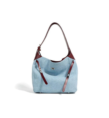 Women Fashion Denim Shoulder Bag Large Capacity Handbag Tote Hobo for Lady