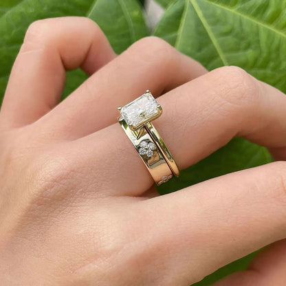 D VVS1 Moissanite Ring Solid 925 Sterling Silver Plated 18k Yellow Gold with GRA Wedding Rings for Women Jewelry