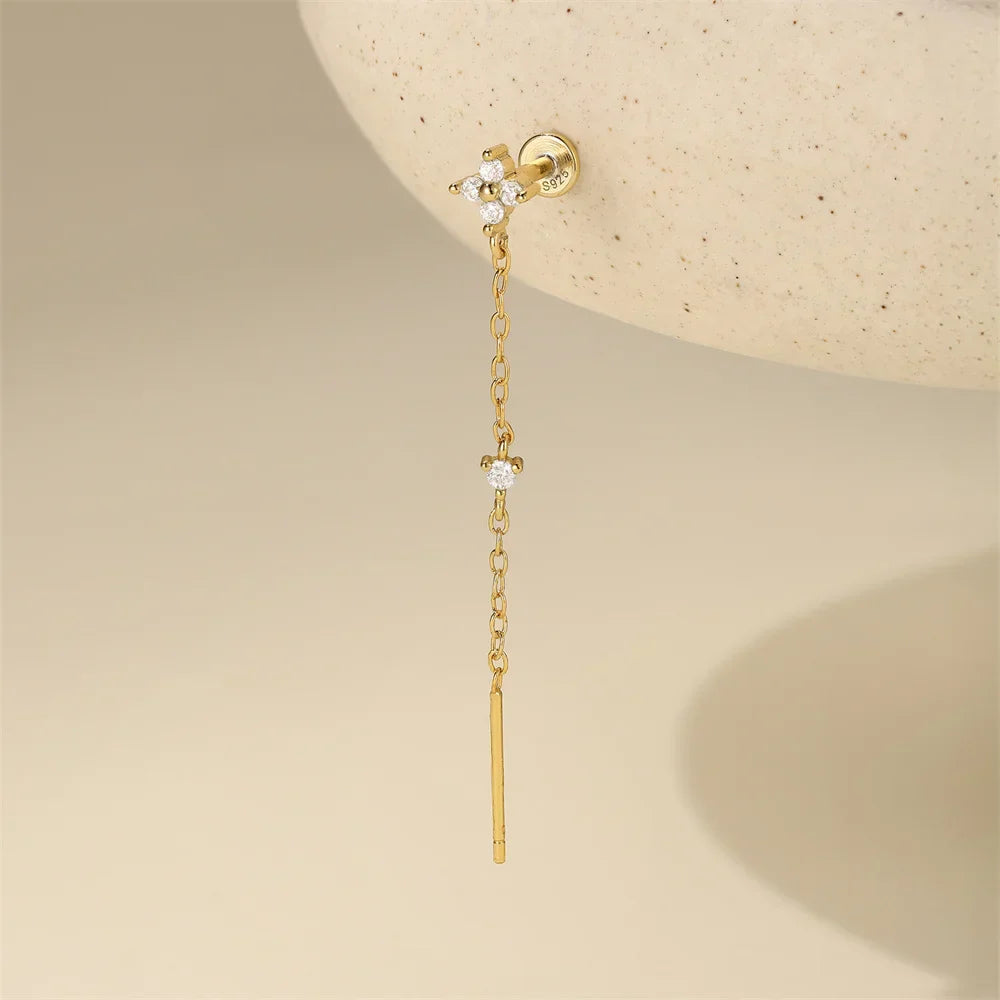 925 Sterling Silver Long Chain Tassel Baroque Irregular Pearl Dangle Earrings for Women C Shape Earrings Jewelry Pendientes