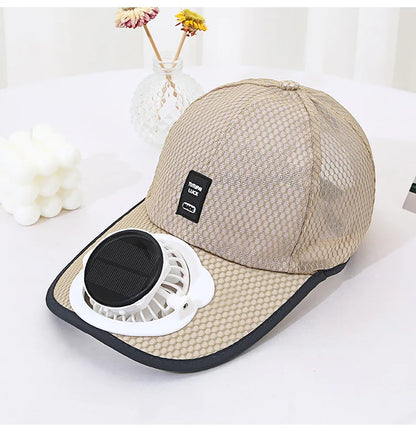 Outdoor Mesh Cap Solar Powered Charging Fan Cap Summer New Style Breathable Sunshade Sun Protection men's women's Adults Mz126