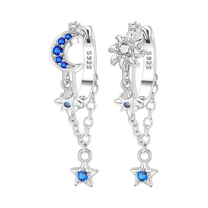 925 Sterling Silver Multi Layer Starry Tassel Drop Earrings Women Earrings Charm Trend Versatile Party Jewelry Gifts