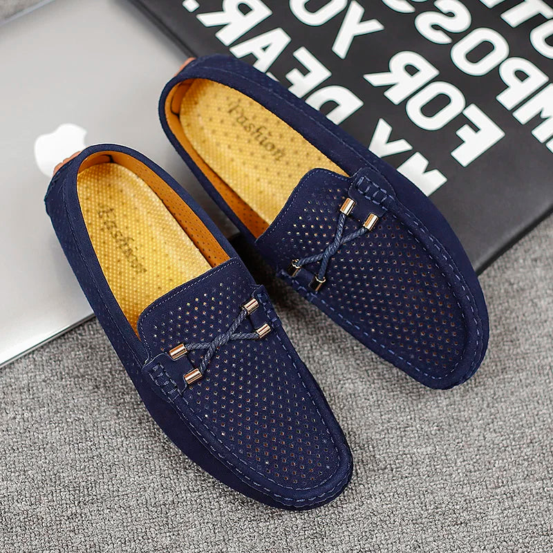 Mens Casual Shoes Genuine Leather Man Loafers Slip on Flats Lightweight Mens Driving Shoes Lazy Shoes