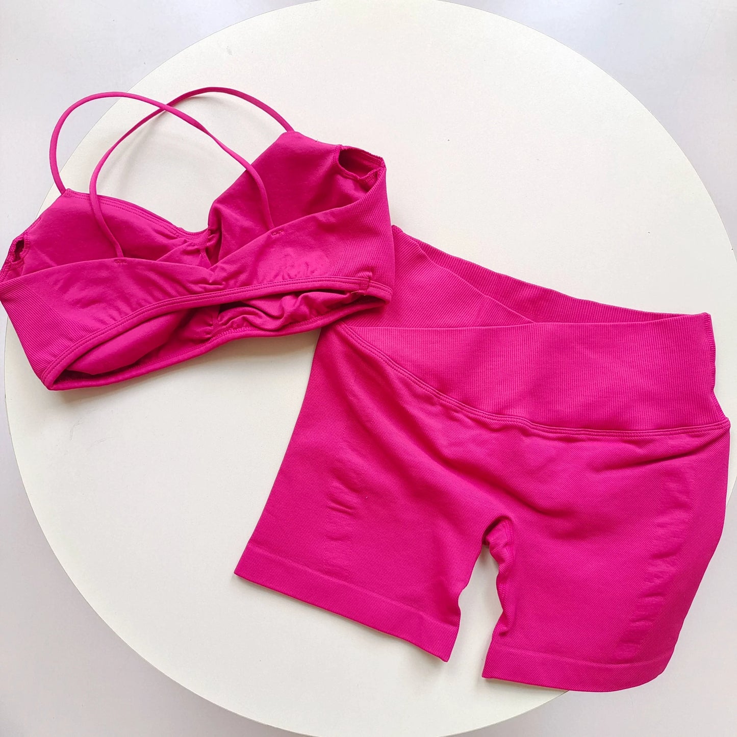 2 Piece Gym Set Women Yoga Crop Top High Waist Scrunch Seamless Shorts Fitness Bra Sport Suit Sportswear Workout Set