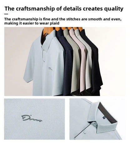 2025 High-end Brand Men's Short Sleeved Polo Shirt Summer Fashion D-letter Casual Business Ice Silk Cool T-shirt