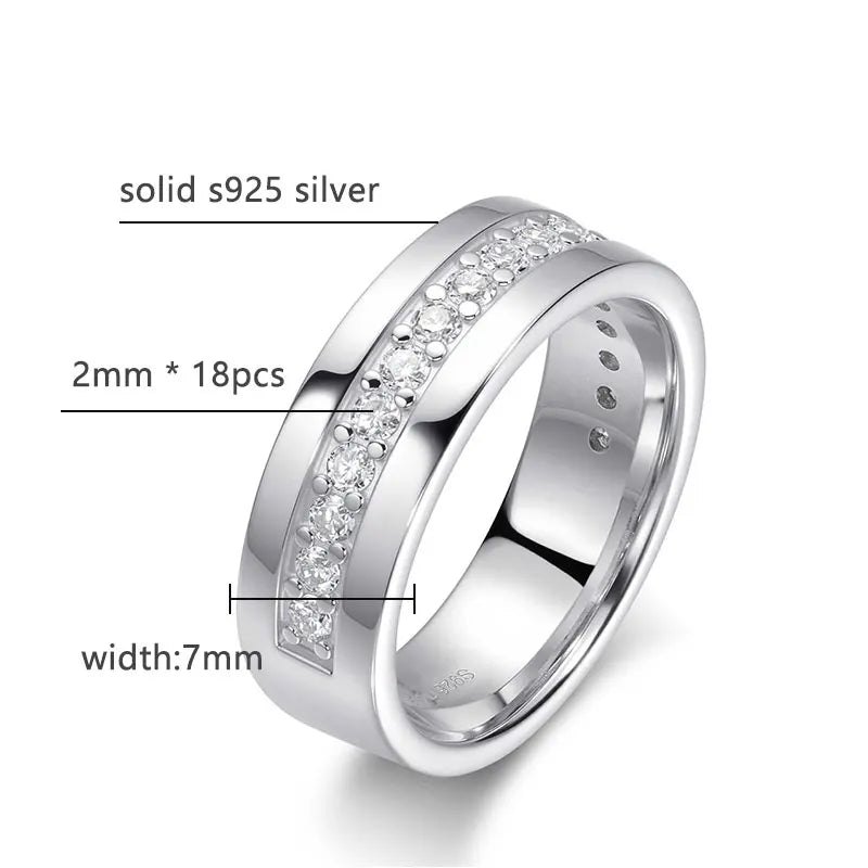 2mm Round Moissanite Eternity Band Ring GRA Certified Lab Moissanite s925 Sterling Silver Wedding Rings for Women Man
