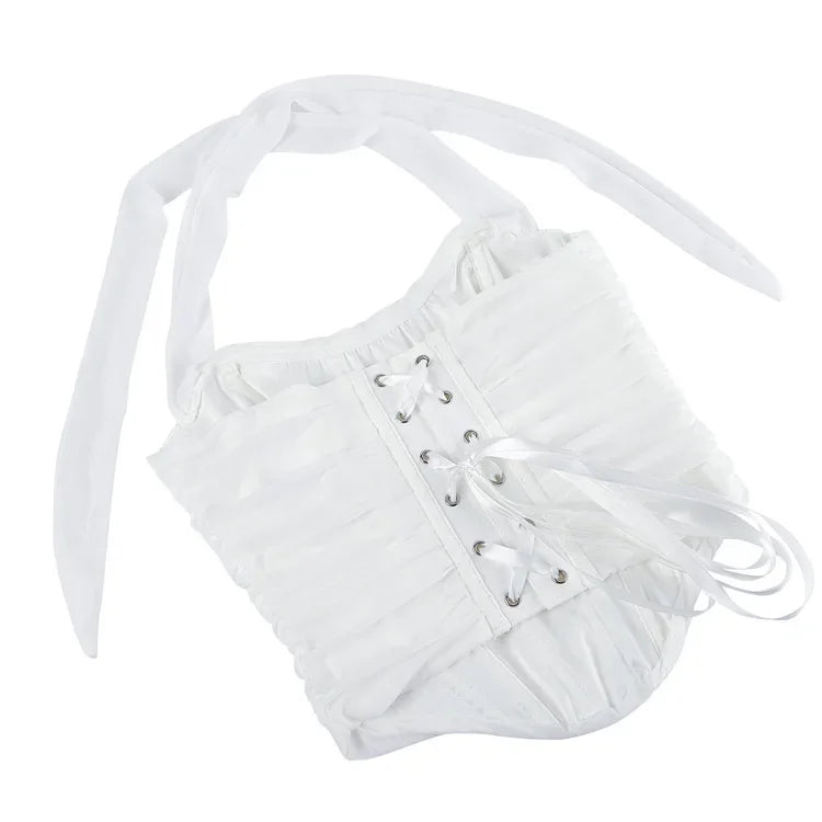 Corset Halter Crop Top Women Camisole Short Cropped Tank Tops Summer Sexy Elegant Nightclub Evening Party Female Clothes