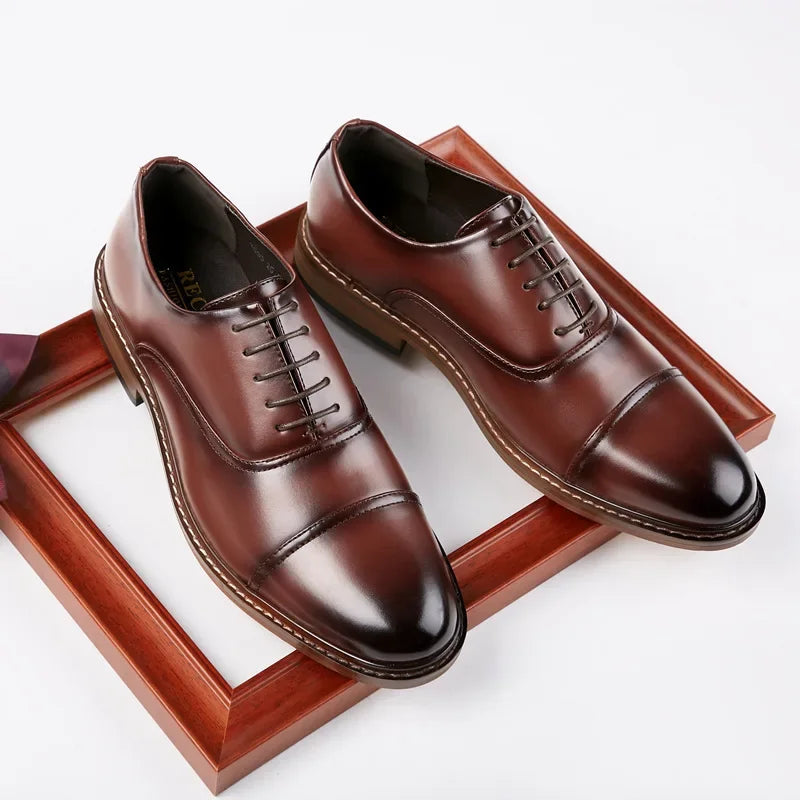 Office Men's round Toe Business Shoes Summer 2024 Formal Leather Oxford Derby Korean Style Wedding Single Shoes Microfiber