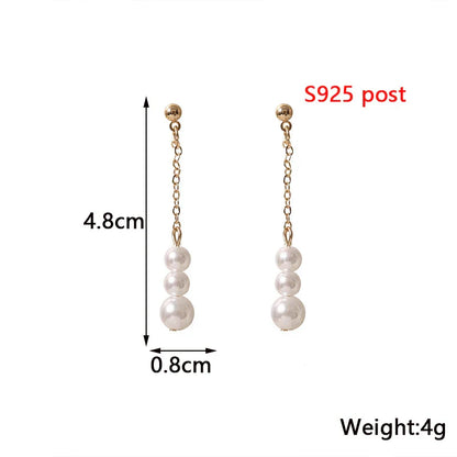 Pure White Women's Dangle Earrings Blooming Flower Acrylic Enamel Butterfly Imitation Pearl Heart Hanging Earrings Elegant brinc