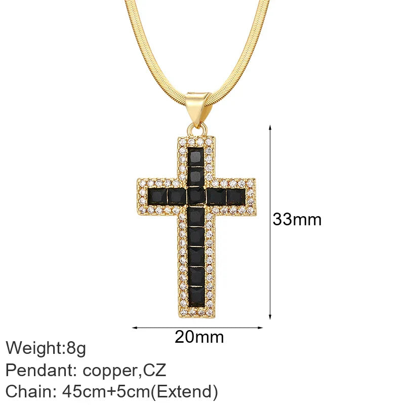 Cross Women's Pendant Collar Gold Color Our Lady Choker Jesus Necklace for Women Long Stainless Steel Chain Amulet Collars