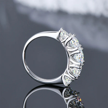 18k Gold Plated D3.6CT 5 Moissanite Stone Rings for Women S925 Sterling Silver Sparkling Diamond Wedding Band Fine Jewelry